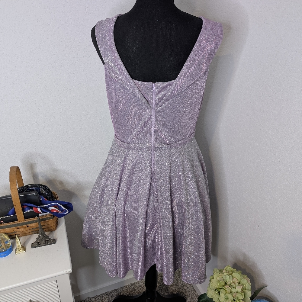 💘 Metallic Short Cold Shoulder A-line Dress by Lenovia - Picture 4 of 5